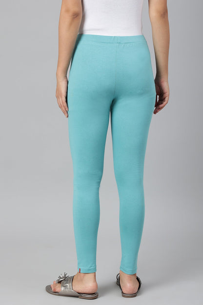 W for Woman Light Blue Solid Knitted Women Tights