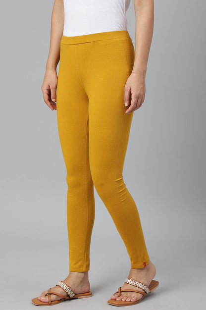 W for Woman Mustard Knitted Cotton Lycra Tights