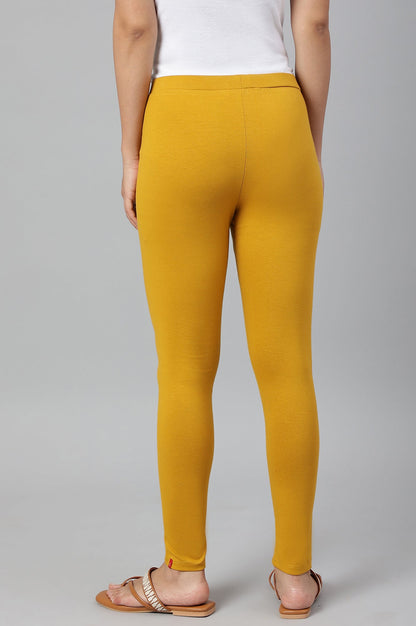 W for Woman Mustard Knitted Cotton Lycra Tights