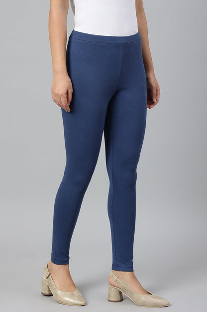 W for Woman Navy Knitted Cotton Lycra Tights