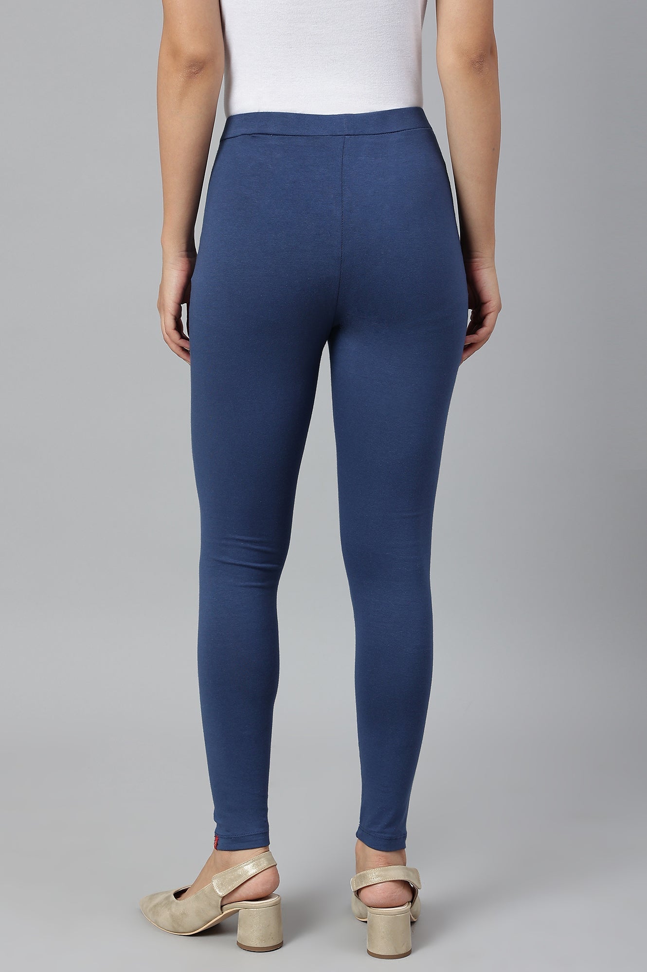 W for Woman Navy Knitted Cotton Lycra Tights
