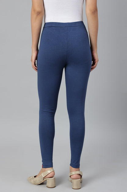 W for Woman Navy Knitted Cotton Lycra Tights