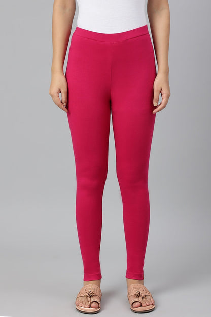 W for Woman Berry Pink Solid Knitted Women Tights