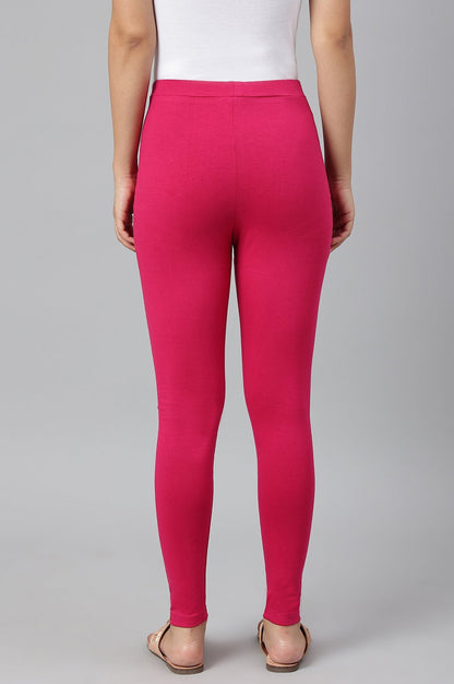 W for Woman Berry Pink Solid Knitted Women Tights
