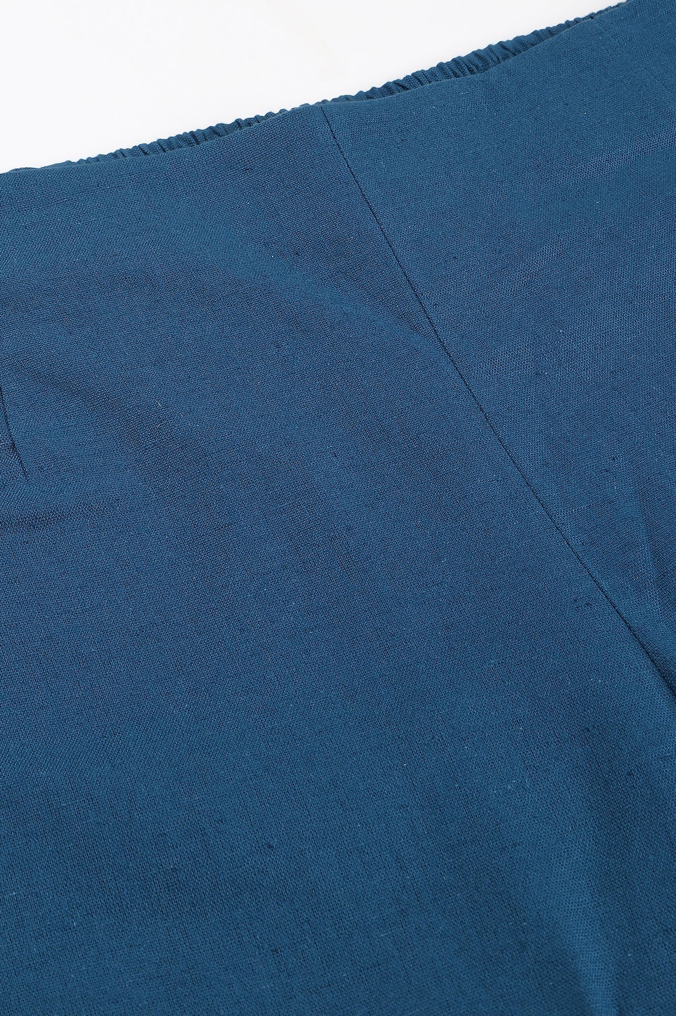 W for Woman Teal Blue Cotton Blend Slim Pants