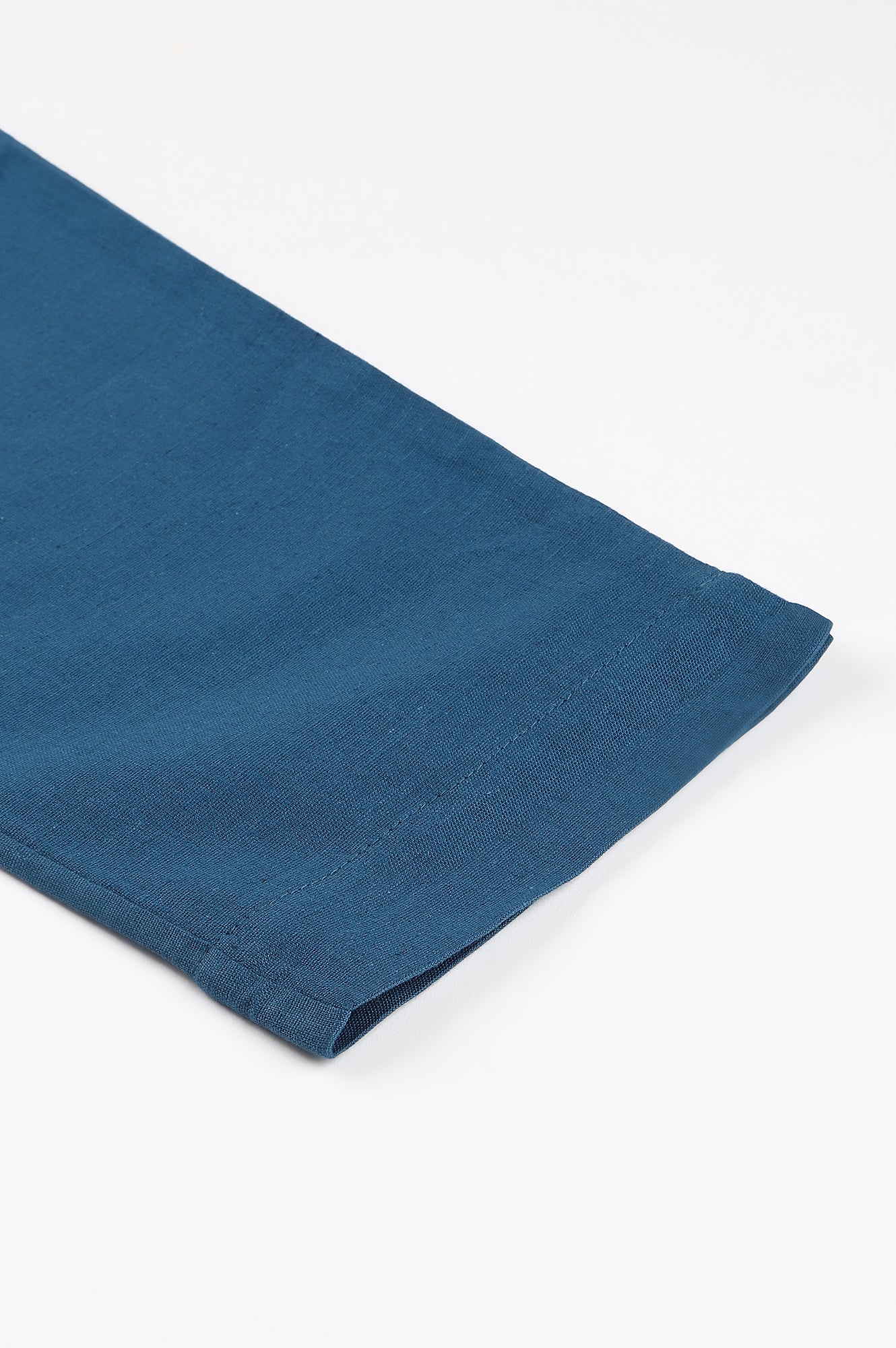 W for Woman Teal Blue Cotton Blend Slim Pants