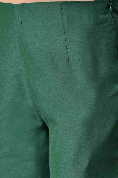 W for Woman Dark Green Solid Women Slim Pants