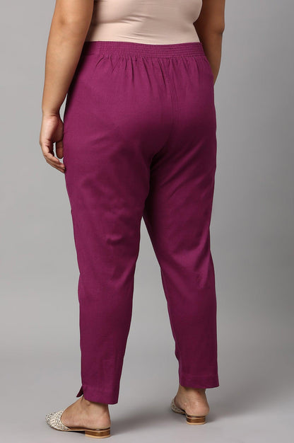 W for Woman Plus Size Orchid Purple Cotton Blend Slim Pants