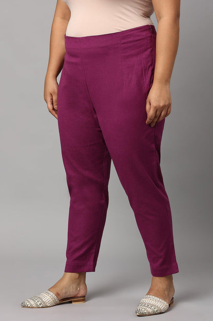 W for Woman Plus Size Orchid Purple Cotton Blend Slim Pants