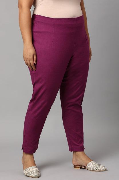 W for Woman Plus Size Orchid Purple Cotton Blend Slim Pants