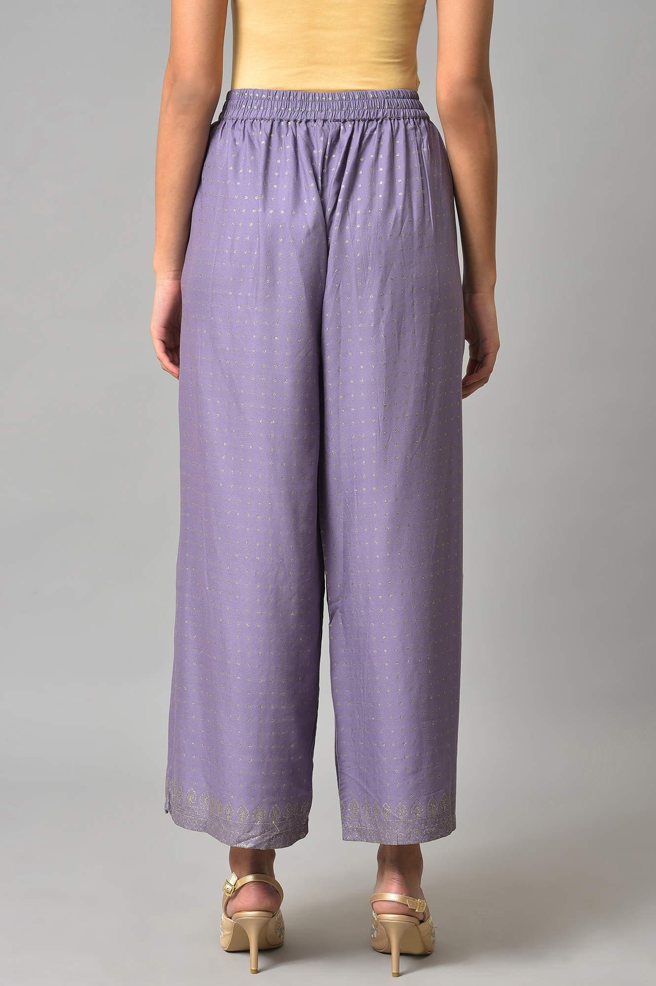 W for Woman Purple Glitter Printer Pants