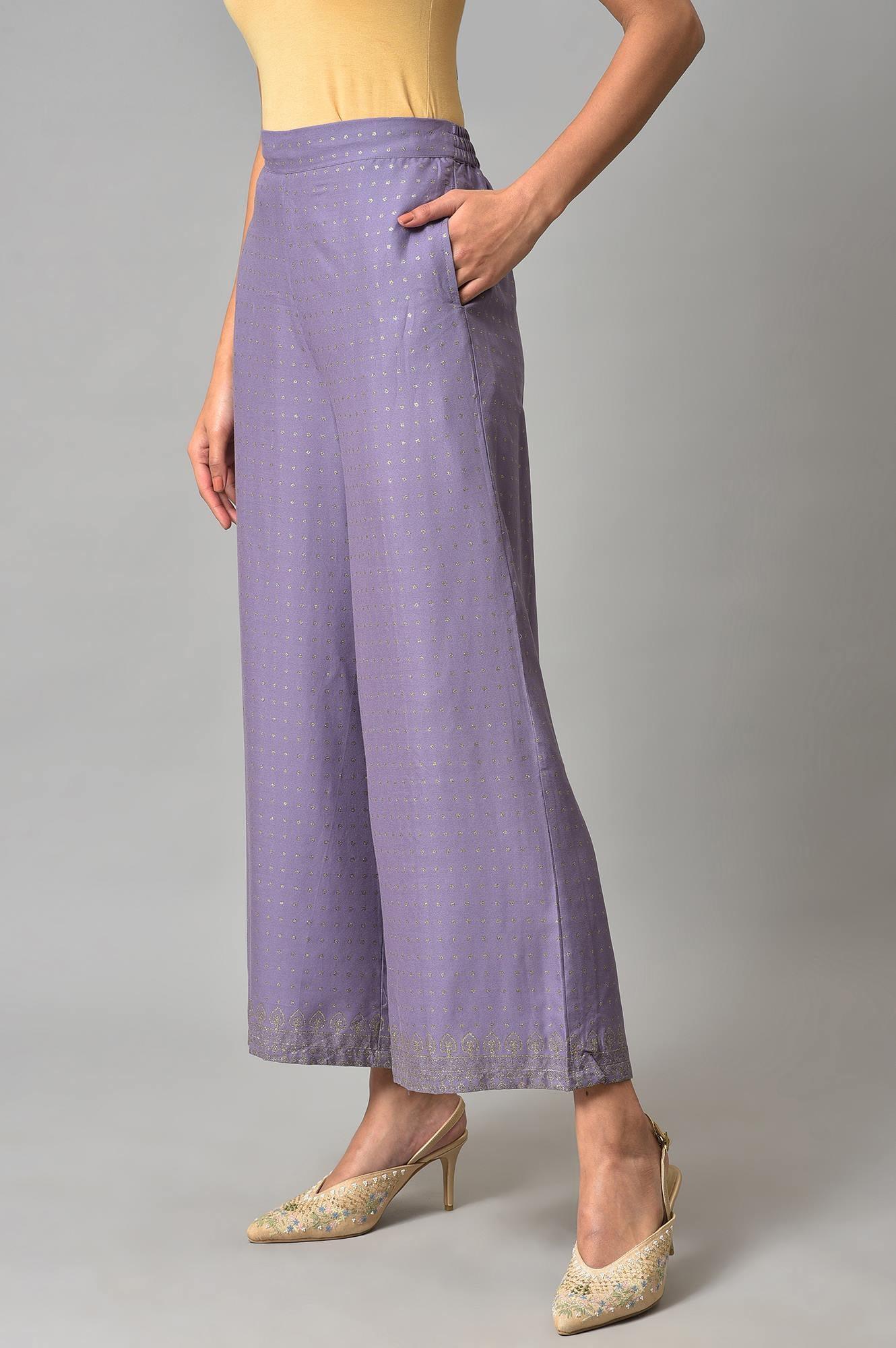 W for Woman Purple Glitter Printer Pants