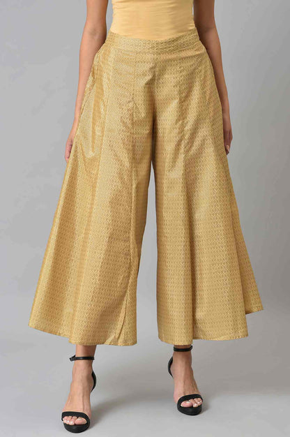 W for Woman Gold Solid Poly Shantung Women'S Culottes