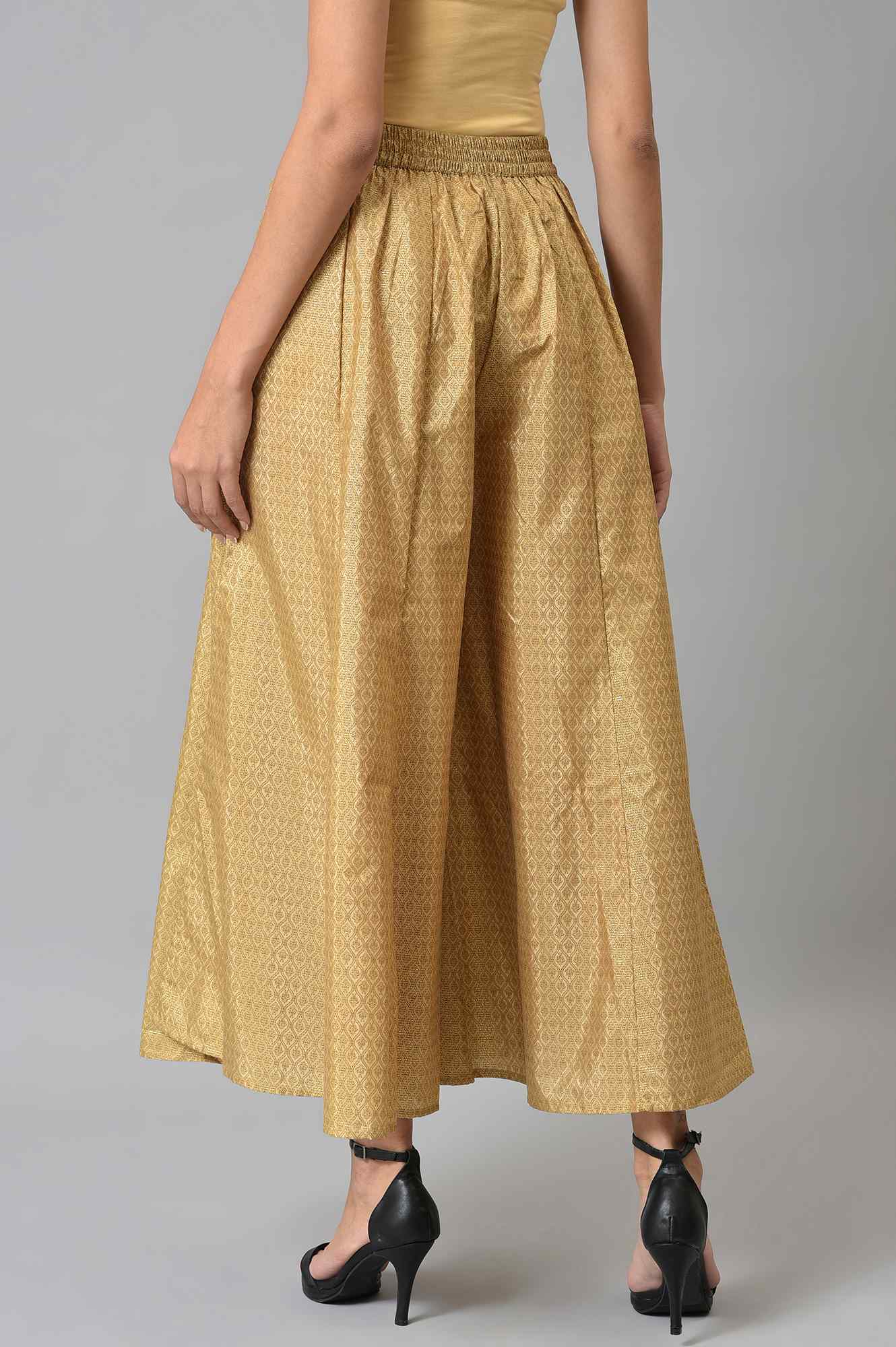 W for Woman Gold Solid Poly Shantung Women'S Culottes