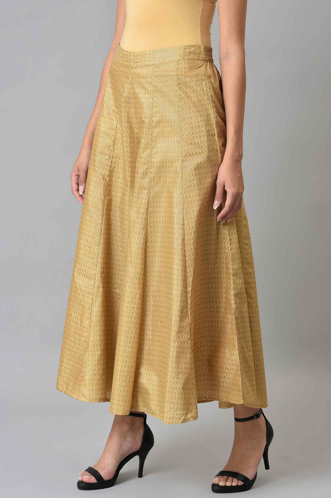 W for Woman Gold Solid Poly Shantung Women'S Culottes