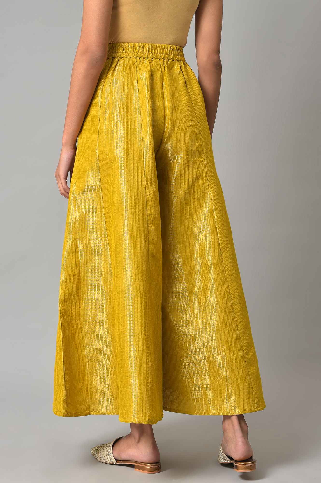 W for Woman Yellow Jacquard Festive Culottes