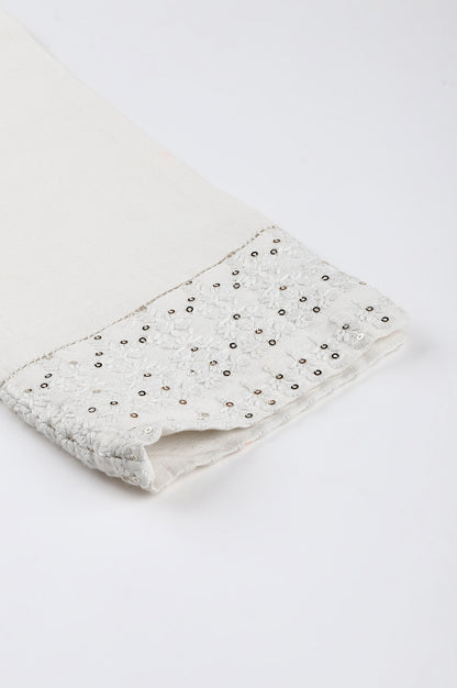 W for Woman Ecru Slim Pants With Embroidered Hem