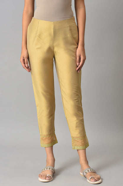 W for Woman Gold Embroidered Light Festive Slim Pants
