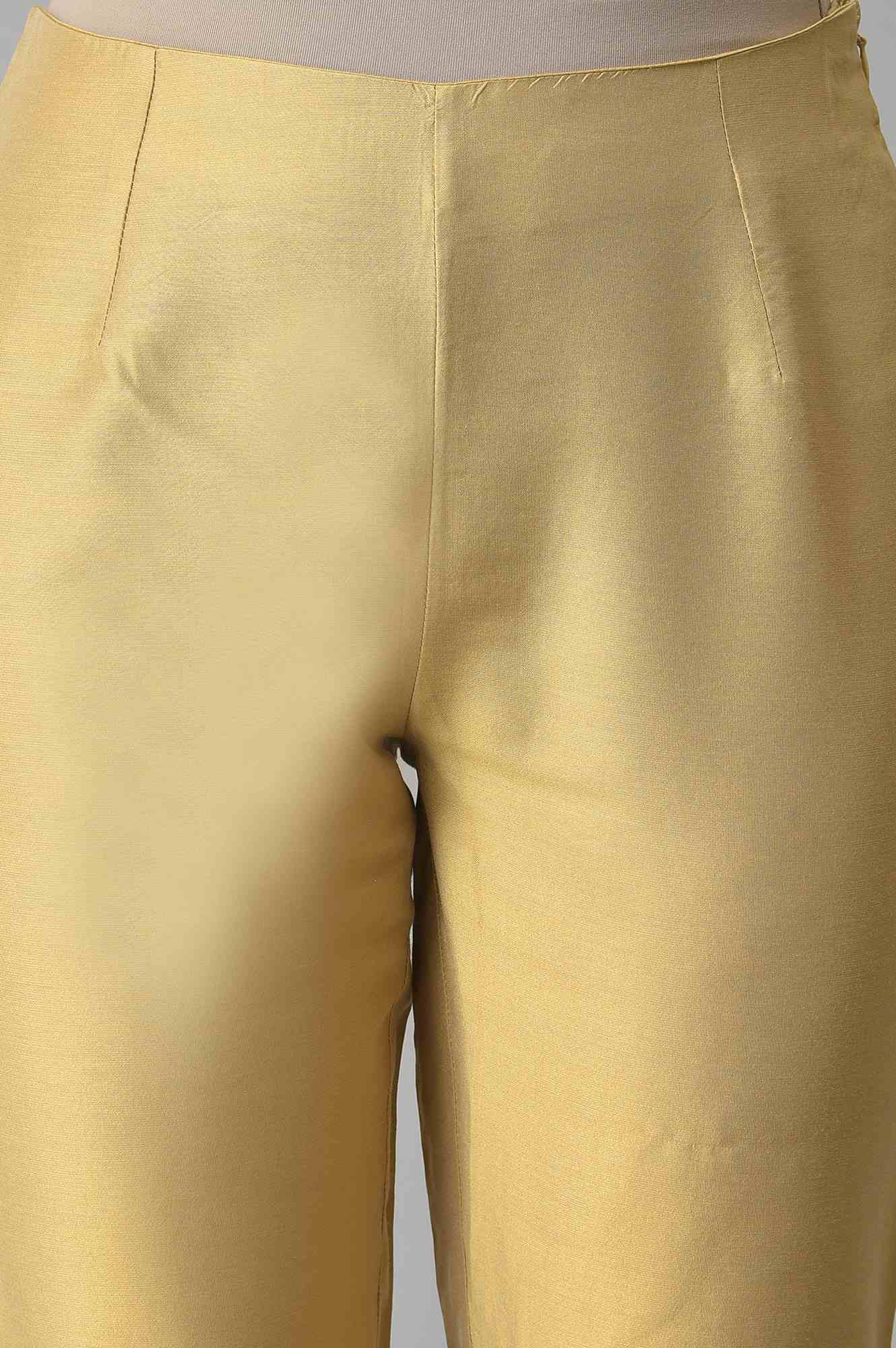 W for Woman Gold Embroidered Light Festive Slim Pants