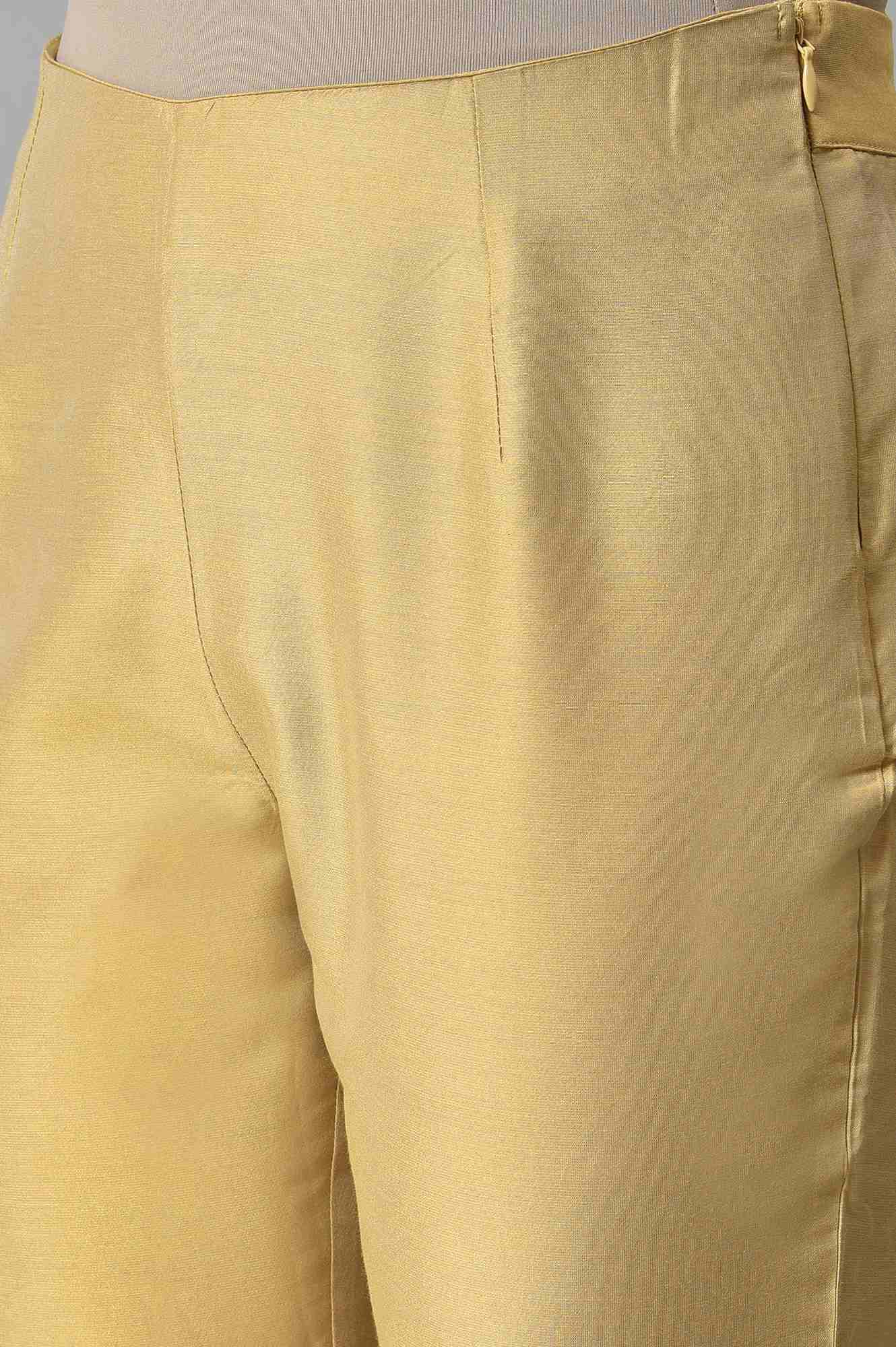 W for Woman Gold Embroidered Light Festive Slim Pants