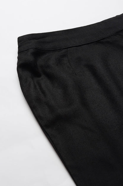 W for Woman Black Embroidered Straight Pants