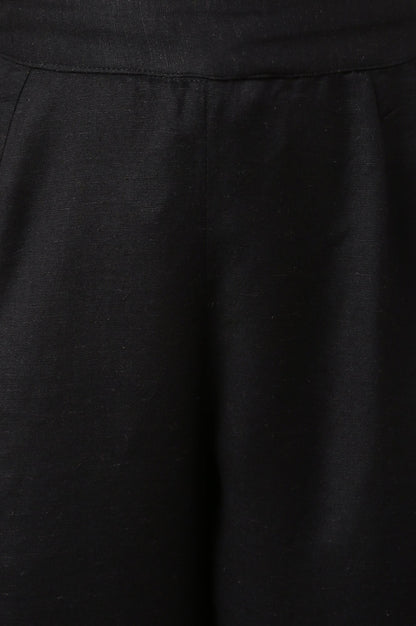 W for Woman Black Embroidered Straight Pants