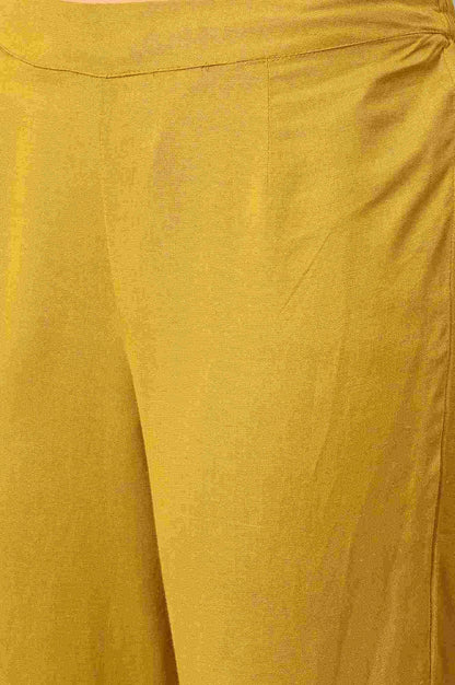 W for Woman Yellow Embroidered Straight Pants