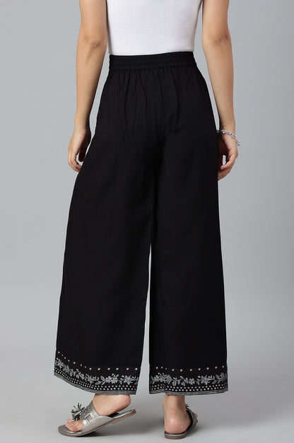 W for Woman Black Rayon Straight Parallel Pants