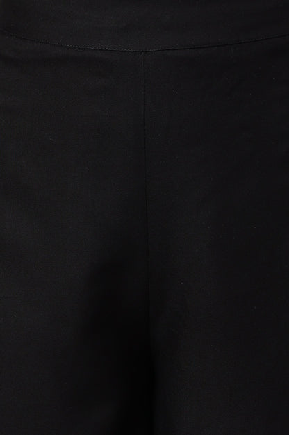 W for Woman Black Rayon Straight Parallel Pants