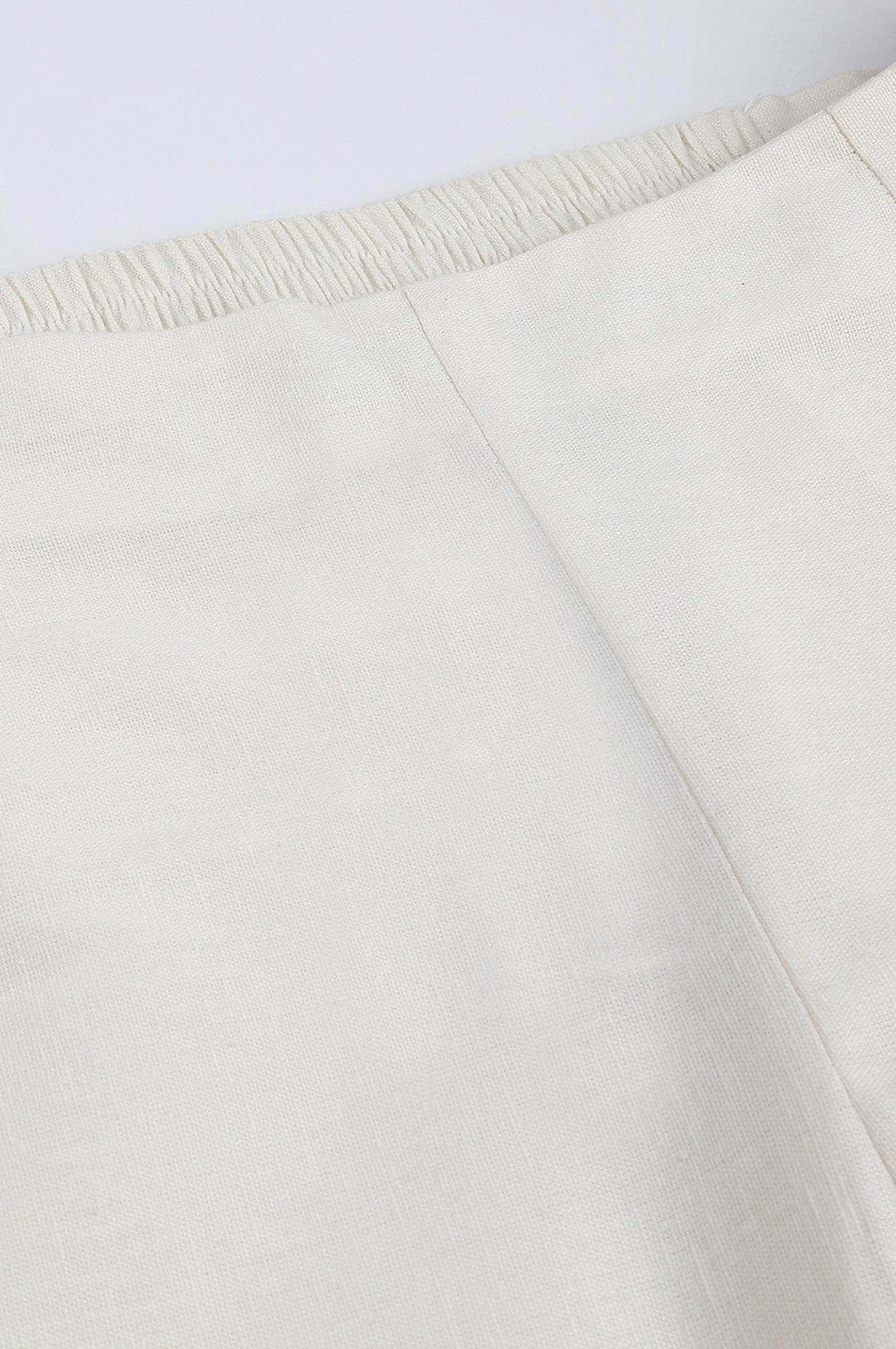 W for Woman Lily White Cotton Blend Slim Pants