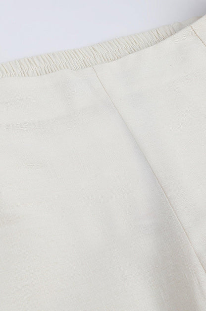 W for Woman Lily White Cotton Blend Slim Pants