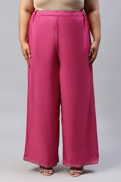 W for Woman Dark Pink Festive Plus Size Parallel Pants