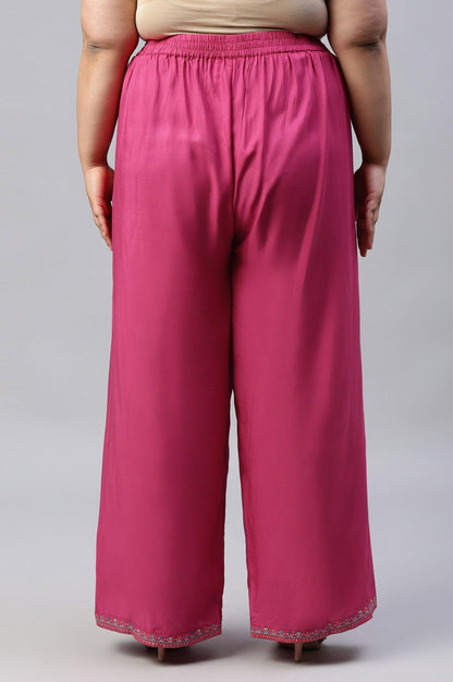 W for Woman Dark Pink Festive Plus Size Parallel Pants