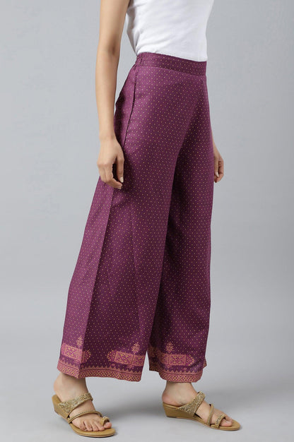 W for Woman Orchid Purple Rayon Printed Parallel Pants