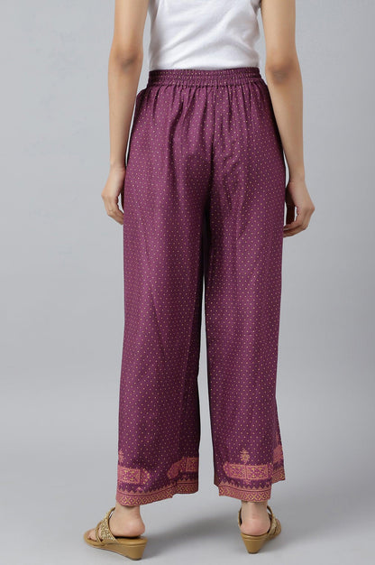 W for Woman Orchid Purple Rayon Printed Parallel Pants