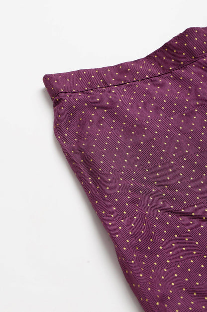W for Woman Orchid Purple Rayon Printed Parallel Pants