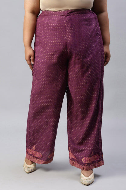 W for Woman Plus Size Orchid Purple Rayon Printed Parallel Pants