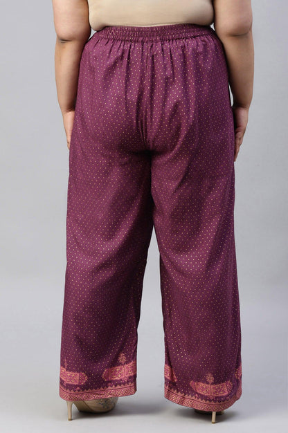 W for Woman Plus Size Orchid Purple Rayon Printed Parallel Pants