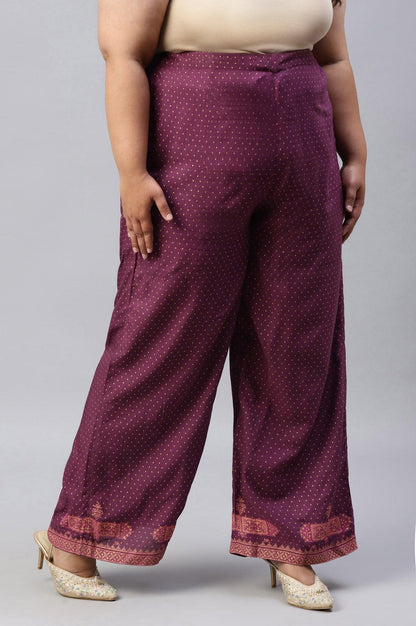 W for Woman Plus Size Orchid Purple Rayon Printed Parallel Pants