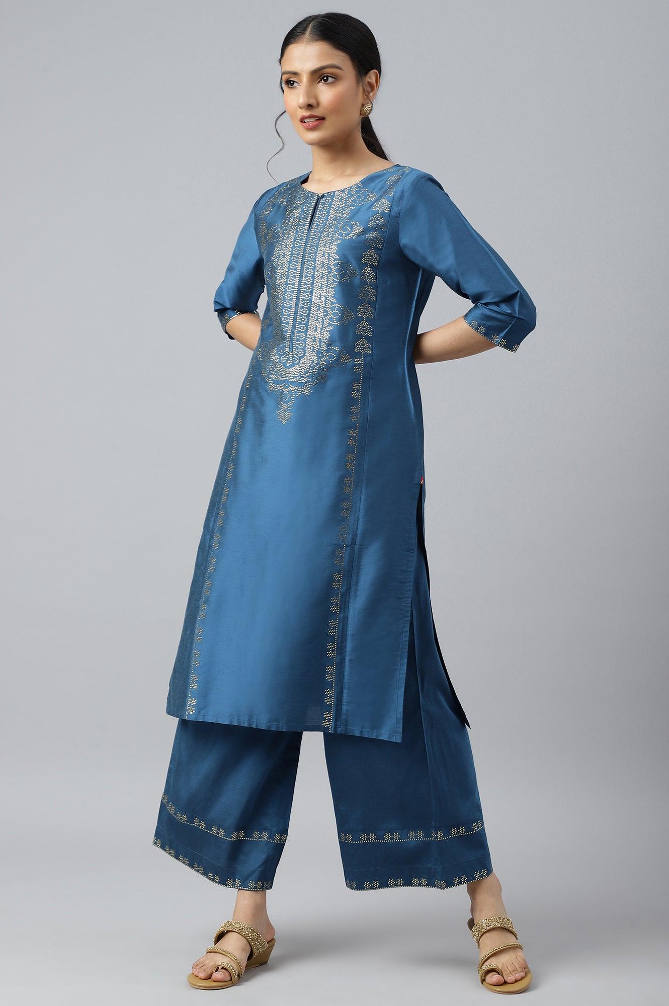 W for Woman Persian Blue Straight Parallel Pants