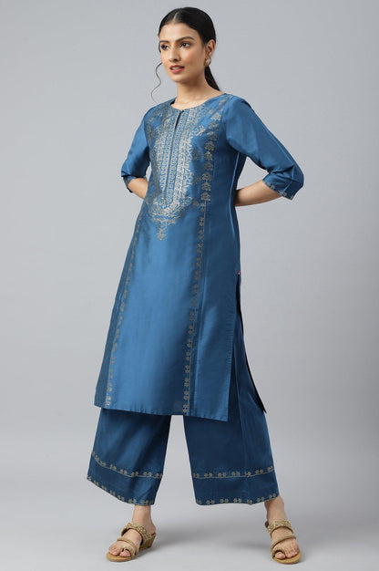 W for Woman Persian Blue Straight Parallel Pants