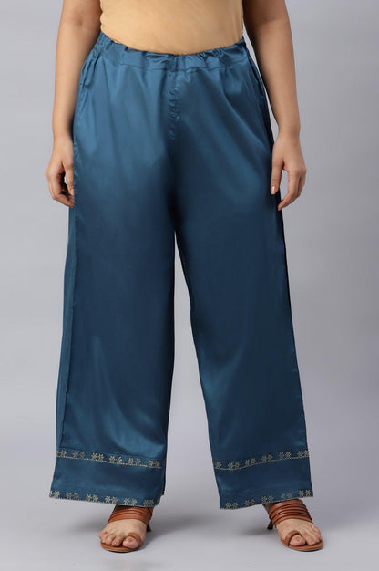 W for Woman Persian Blue Straight Plus Size Parallel Pants