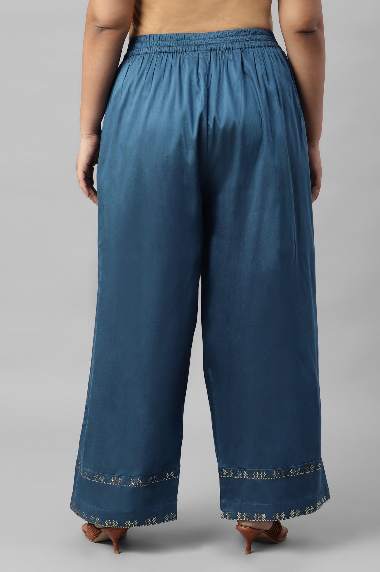 W for Woman Persian Blue Straight Plus Size Parallel Pants