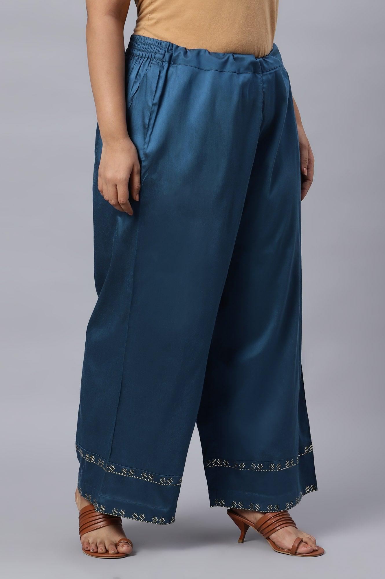 W for Woman Persian Blue Straight Plus Size Parallel Pants