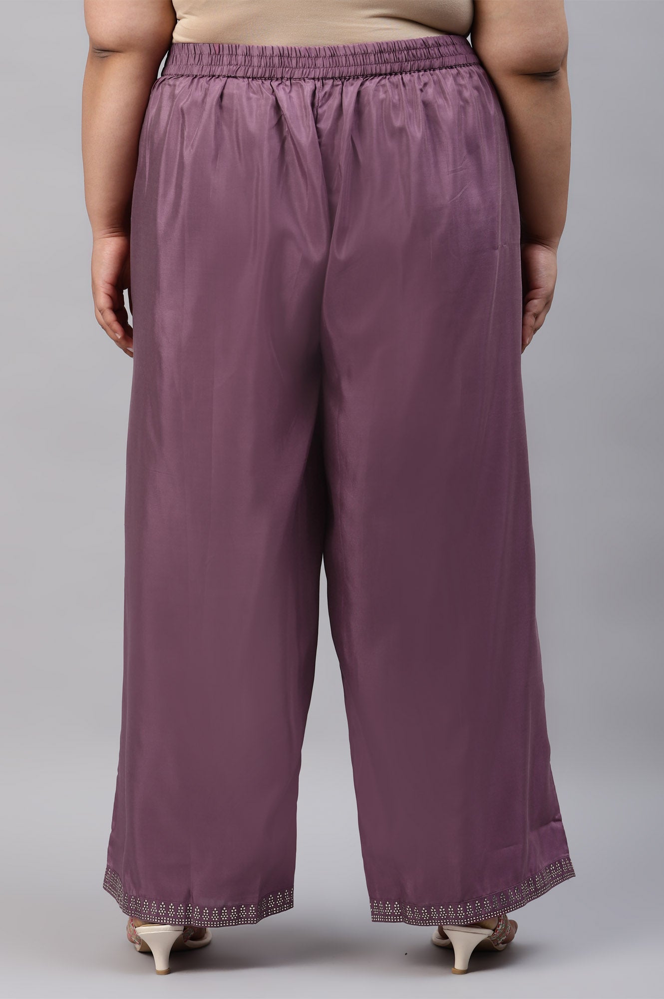 W for Woman Ash Rose Pink Shantung Straight Plus Size Parallel Pants