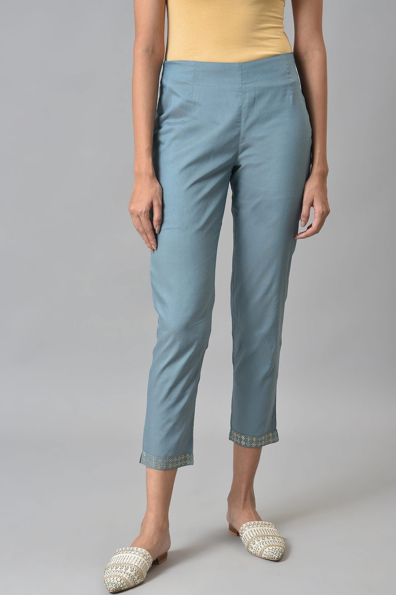 W for Woman Stone Blue Women Slim Pants