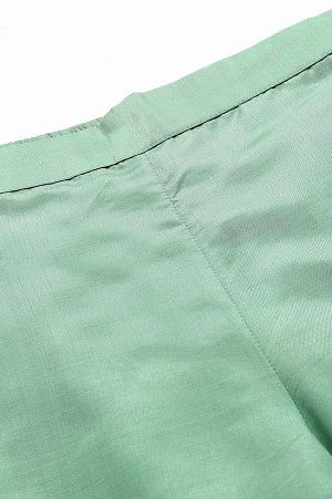 W for Woman Green Solid Shantung Parallel Pants