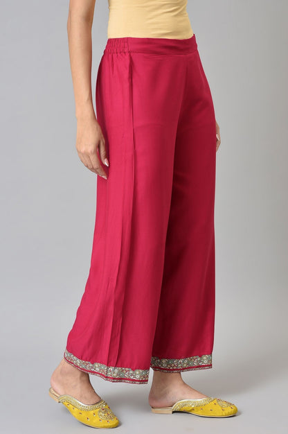 W for Woman Pink Rose Rayon Straight Parallel Pants