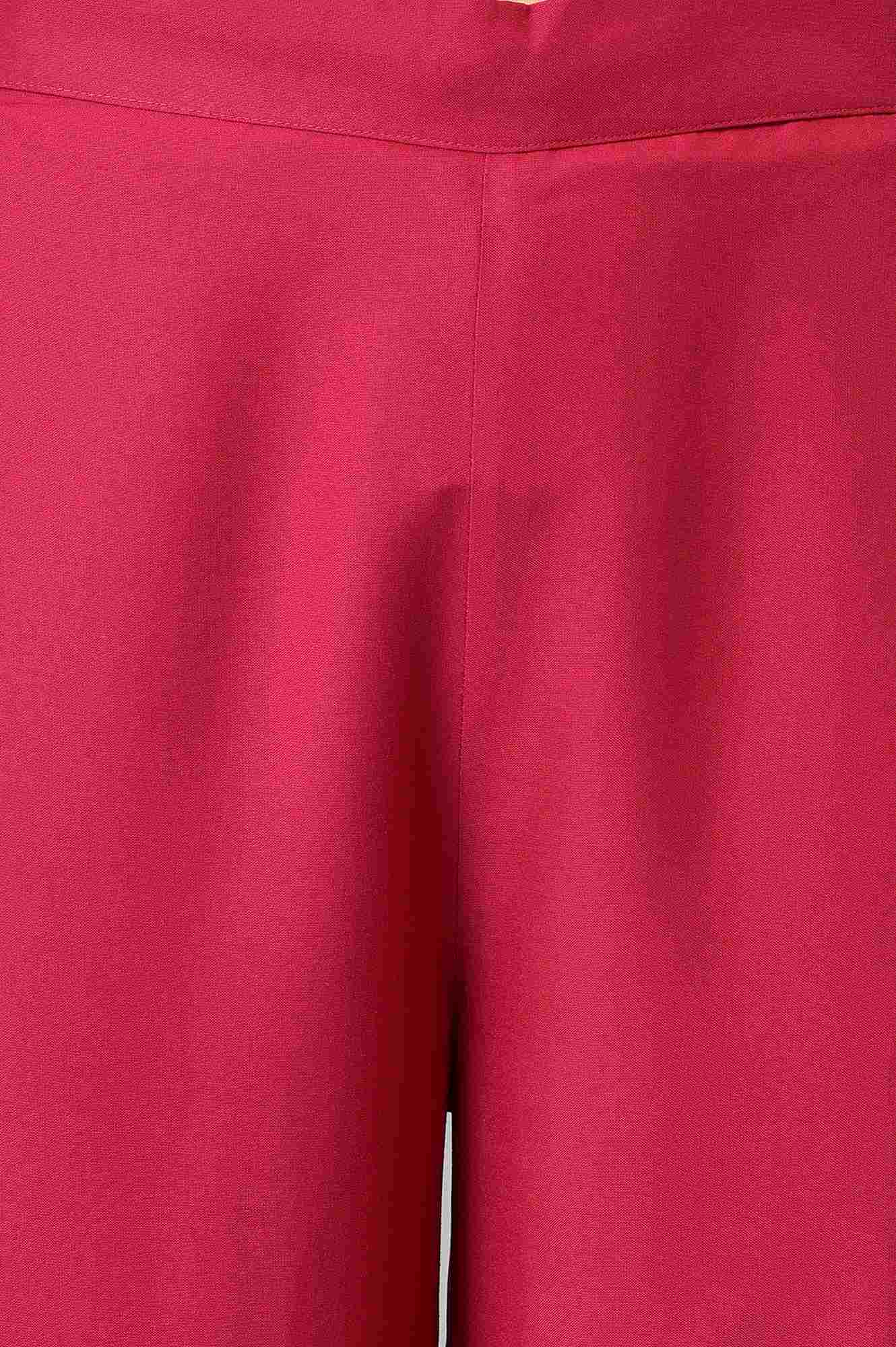W for Woman Pink Rose Rayon Straight Parallel Pants