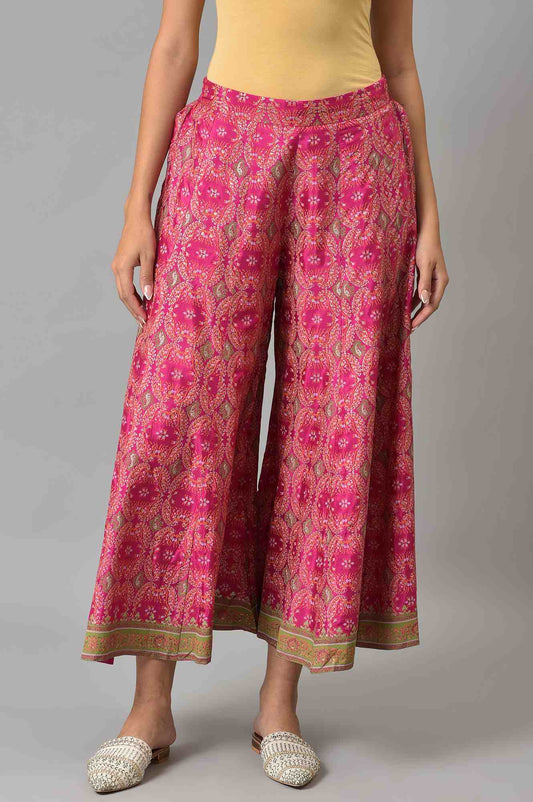 W for Woman Berry Pink Printed Flared Culottes